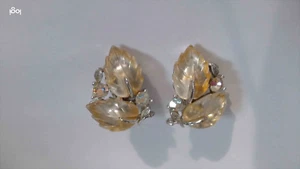 Vintage Black Enamel White Faux Pearl Drop Dangle Pierced Post Earrings - Picture 1 of 6