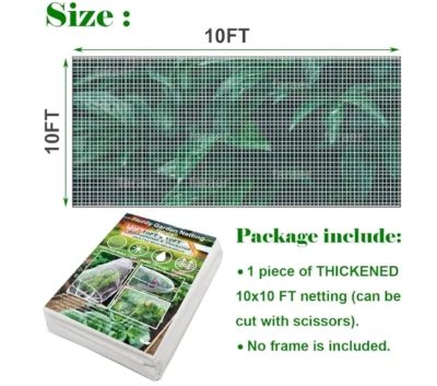 NEW Garden Mesh Net 10 ft x 10 ft Ultra Fine Mesh Insect Barrier Plants Outside - Image 1 of 4