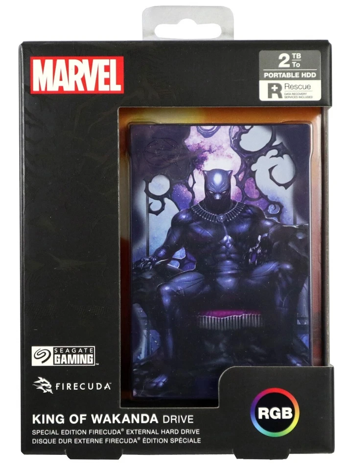 Seagate Firecuda Black Panther King Of Wakanda PlayStation xBox Game Drive 2TB - Image 1 of 4