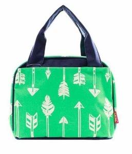 Feather Arrow Lunchbox Aztec School Work Insulated Lunch Box Bag Blue Green - Picture 1 of 1