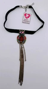 NEW Princess Valentina Handmade Black Velvet Choker Necklace with Owl Pendant - Picture 1 of 7