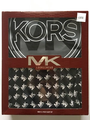 Michael Kors 2 件套 睡眠套装 L 码 全新带盒 黑色标志 短袖上衣 长裤 — 第 1/4 张图片