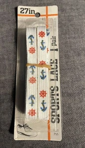 Vintage Pentapco 27" Anker Schnürsenkel 1 Paar Weiß Made In USA ⚓️ ⚓️ - Bild 1 von 1