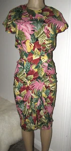Vtg 1980's Wiggle hourglass fitted Dress Pin up Bombshell w/Belt Statement Party - Picture 1 of 22
