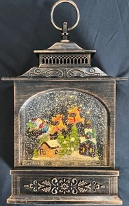 Lighted Water Lantern Snow Globe - Bronze - Santa in Sleigh Music - Picture 1 of 3