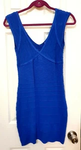 Blue Body Con Knit Mini Dress size small size 4 - Picture 1 of 3