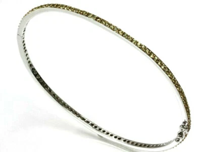 Brazalete de eternidad ovalado de oro blanco sólido de 14 k con zafiro amarillo natural de 2,5 quilates de 7" pulgadas Foto 1 de 2