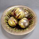 5 home decor dipped spheres set  pottery centerpiece with ceramic bowl red gold