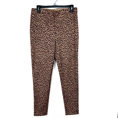 NUEVO Pantalones Legging Ann Taylor Talla M Para Mujer Estampado Animal Cremallera Lateral Marrón Oficina Foto 1 de 4