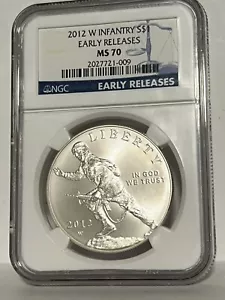 2012 W INFANTRY MS 70 NO RESERVE $1 COMMEMORATIVE US COIN - Picture 1 of 2