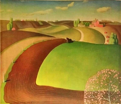 Spring Plowing Grant Wood 1932 American Regionalist Landscape Archival Print - Image 1 of 2