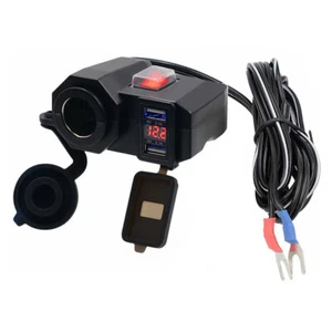 D74C Motorcycle Waterproof Cigarette Lighter 2x USB Outlet Charger 5V/2.1A - Picture 1 of 12