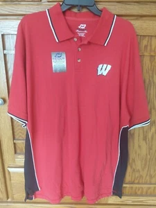 Men's NCAA NWT Wisconsin Badgers Short Sleeve Red Spike Sports Polo Sz. 2XL - Picture 1 of 6