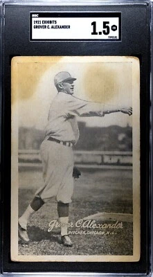 Grover Cleveland Alexander 1921 Exhibits Baseball Card SGC 1.5 FR HOF - Image 1 of 2