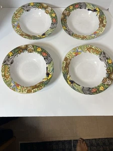 Sakura Jungle Soup Salad Cereal Bowls Set of 4 Stephanie Stouffer Animals 7.25" - Picture 1 of 2