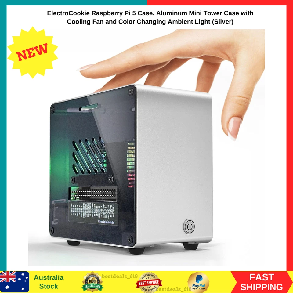 Electrocookie Raspberry Pi 5 Case, Aluminum Mini Tower Case with Cooling Fan NEW - image 1 of 4