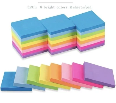Wowivy Post It Notes Pads Bright Coloured Sticky Notebook Gift 5 10 15 20 50
