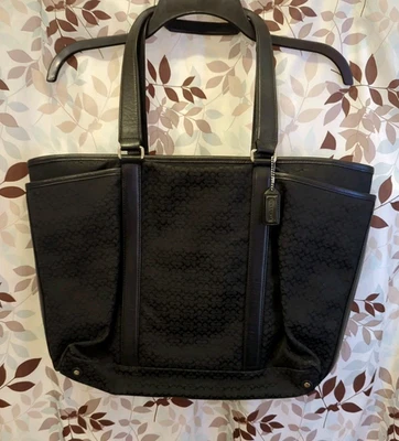 Bolso de Mano Coach Y2K Grande Firma Lona Cuero Vachetta F77014 De Colección Foto 1 de 4