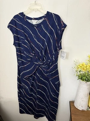 Vestido Liz Claiborne L Azul Sin Mangas Tejido Algodón Nuevo con Etiquetas $49 Foto 1 de 4