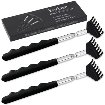 3 Pack Extendable Back Scratcher, Stainless Steel Portable Telescoping Back - Image 1 of 4