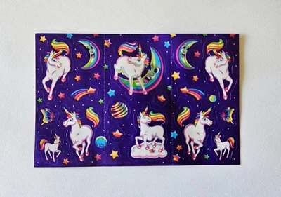 Vtg Lisa Frank Unicorn Stickers S383 Markie In Space Moons Shooting Stars Planet - Image 1 of 4