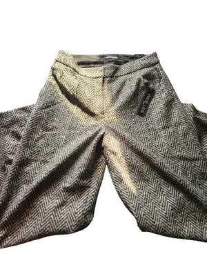 Express Pants Womens 10R Black White Herringbone Wide Leg High Rise Workwear - Image 1 of 4