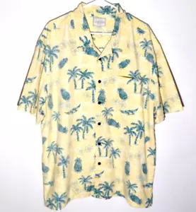 Hawaiian Shirt by Trader Bay | Yellow Palm Trees & Pineapples | Mens XL - Picture 1 of 6
