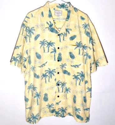 Hawaiian Shirt by Trader Bay | Yellow Palm Trees & Pineapples | Mens XL - Image 1 of 4