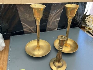 3 Brass Candlesticks - Picture 1 of 3