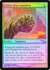 Golem-Skin Gauntlets FOIL Mirrodin PLD Artifact Uncommon MAGIC CARD ABUGames