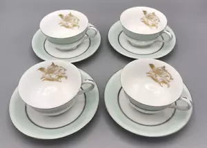 Jyoto China Teacup & Saucers Gold Floral SAN - 0 #775 Made in Japan Lot of 4 - Picture 1 of 8