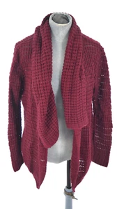 Urban Outfitters Cardigan Burgundy Waffle Shawl Collar Staring At Starts Size XS - Picture 1 of 15