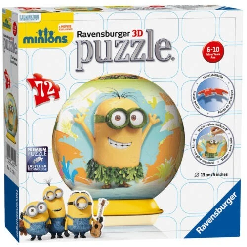 PREMIUM PUZZLE 3D MINIONS 72 PEZZI RAVENSBURGER 13 CM DIAMETRO 6-10 ANNI - Immagine 1 di 1