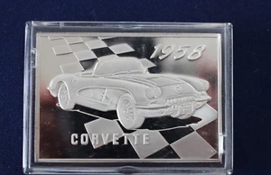 1997 Franklin Mint 1958 Corvette Silver Art Bar The Greatest Corvettes E3313 - Picture 1 of 3