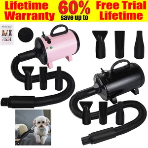 Pet Hair Dryer Kit Dog Cat Grooming Blower Blaster Heat Portable Power Nozzles - Picture 1 of 32