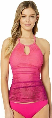 LAUREN RALPH LAUREN Ombre Palm High Neck Halterkini Pink 4 - Image 1 of 4