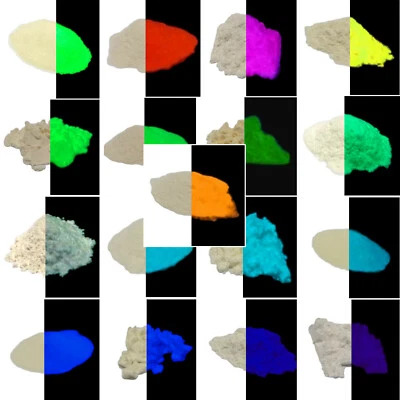 Glow in the dark powder white in daylight Select from 17 color types Paint Craft - Image 1 of 3