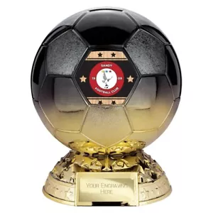 Football Trophies Elite Black to Gold Ball Trophy Award 4 Sizes FREE Engraving - Picture 1 of 3