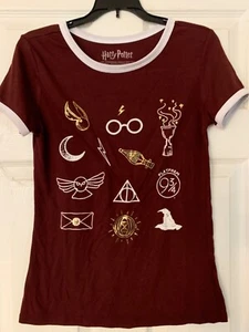 Offizielles Harry Potter Freizeit Grafik T-Shirt kastanienbraun Größe Small - Bild 1 von 2