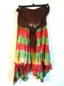 Shop Therapy Skirt Sz S Multicolor Tie Dye Asymmetric Hem Hippie Boho Festival  - Picture 1 of 10