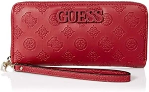 GUESS Damen Janelle Large Zip Around Geldbörse, Merlot geprägtes Pfingstrose Logo - Bild 1 von 14