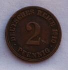 1910 Deutschland 2 Pfennig Deutschland Wilhelm II. Münze