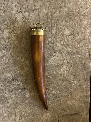 Hand-Crafted Natural Horn and Brass “Claw” Pendants 29683 - Image 1 of 3