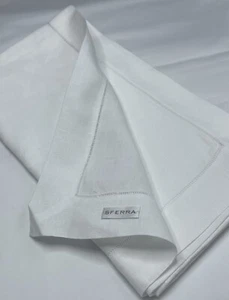 $133 SFERRA Classico 100% Linen Table Runner White 14x108” Refined Hemstitching - Picture 1 of 4