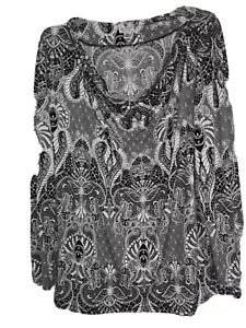 Camisa túnica Worthington para mujer estampados en blanco negro cuello capucha talla 2X - Imagen 1 de 3