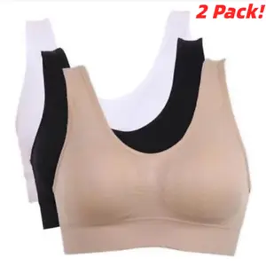 2 PACK Comfy Womens Ladies Sports Sleep Comfort Bras Full Cup Non-Wired Seamless - Picture 1 of 29