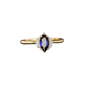 Dainty Princess Cut 14k Plated Royal Blue Sapphire Women’s Engagement Ring🇺🇸 - Picture 1 of 5