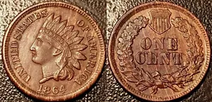 United States - Indian Head Cent 1864 Extremely Fine ! KM#90A - Picture 1 of 1