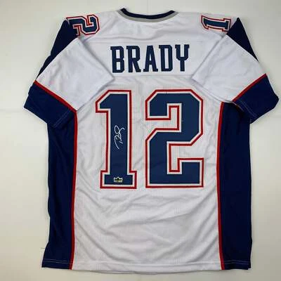 Camiseta Facsímil Autografiada Tom Brady Nueva Inglaterra Blanca Automática Talla Para Hombre XL Foto 1 de 4