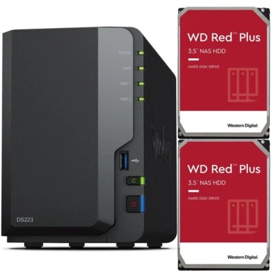 Synology DS223 2-Bay 2GB RAM 16TB (2x8TB) Western Digital Red NAS Drives - Image 1 of 4